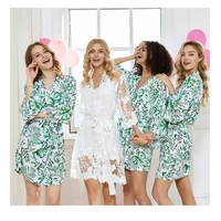 

FUNG 3037 PALM LEAF COTTON FLORAL BRIDE AND BRIDESMAID ROBE FOR BRIDAL GIFT