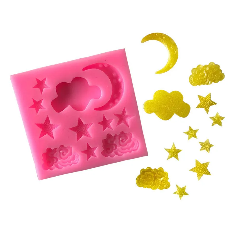 

Star Moon Cloud Shape Silicone Mould 3D For Fondant Cake decorating Mold Gummy Chocolate form Baking Appliance Tools, As picture