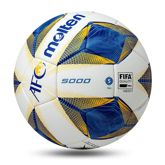 

Molten Pelota De Futbol Size 5 Textured TPU Leather Soccer Ball Thermal Bonded FootBall, Customized color available