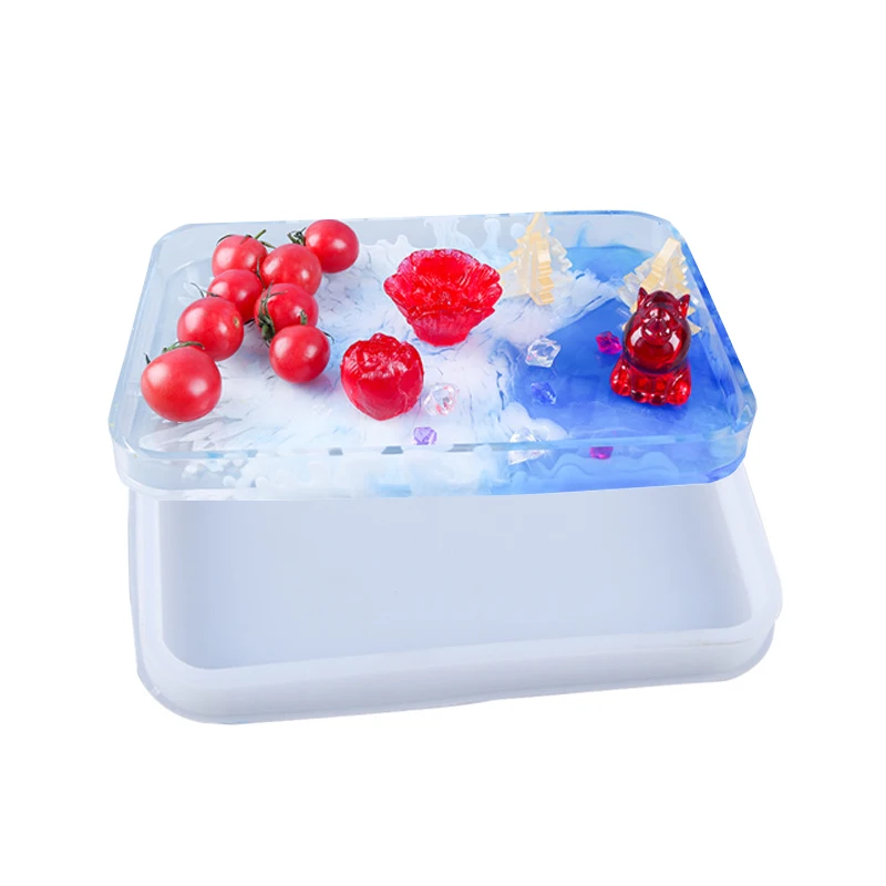

Large Square Round silicone coaster mold DIY tray fruit plate storage box silicone mold, White