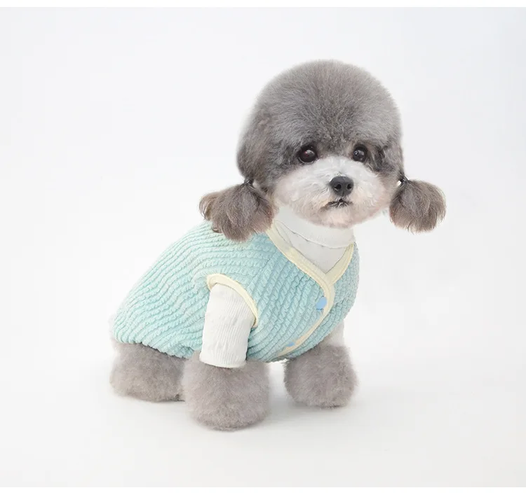 

High Quality Dog Clothes Polyester Cotton Warm Dog Vest, Yellow/blue