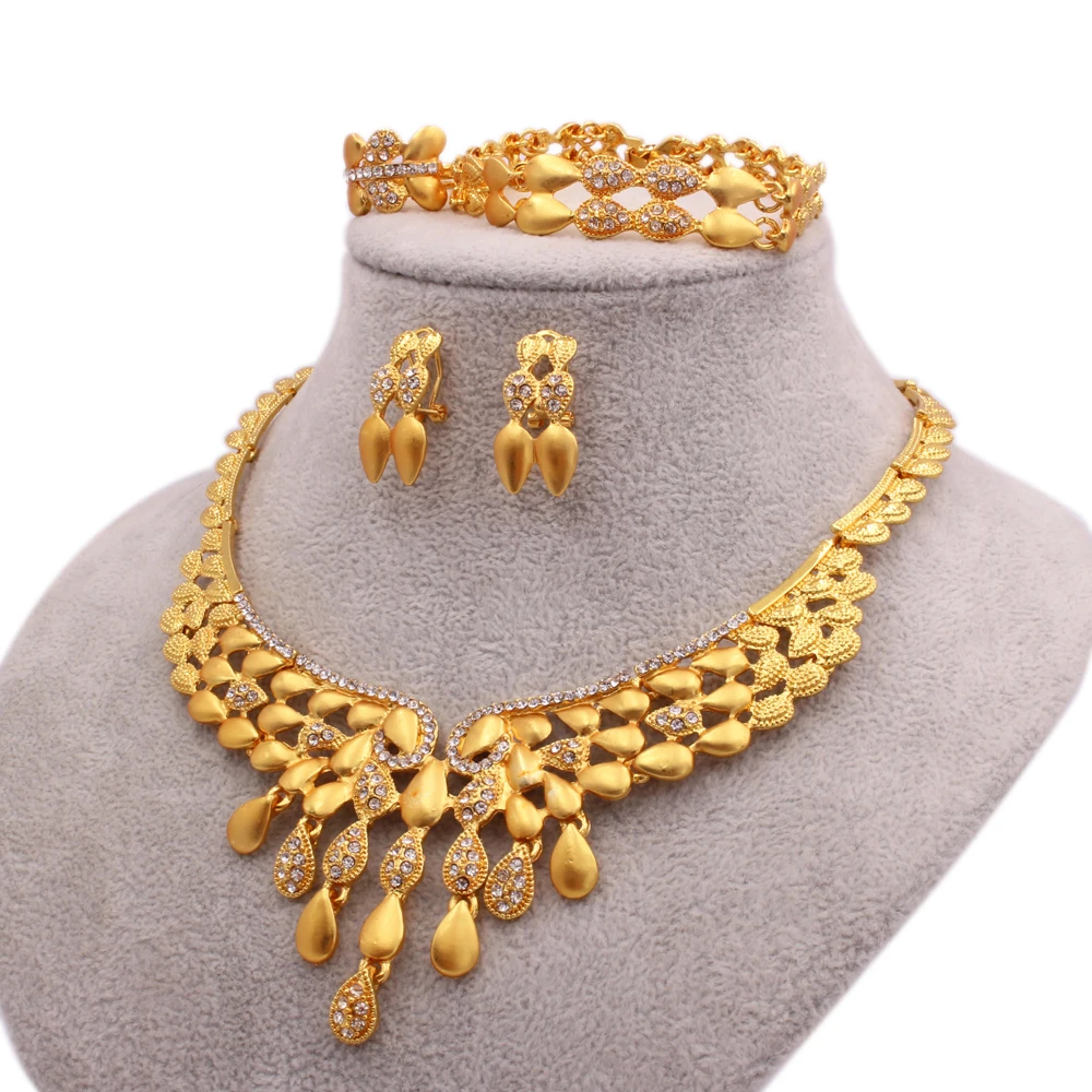 Nigeria 24k Gold Color Jewelry Sets For Women Fine Luxury Necklace ...