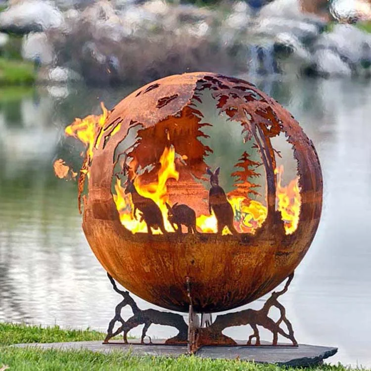 

Sphere Corten steel metal fire ball, heavy duty fire pit,stainless steel fire bowl, Customized color
