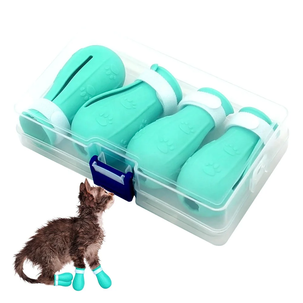 

Anti-Biting Bath Washing Cat Claw Cover Cut Paw Cat Foot Cover Pet Paw Protector Anti-Scratch Cat Nail Covers, Pink/sky blue/light green