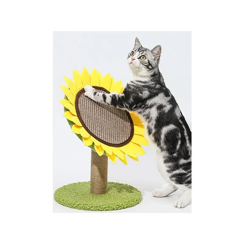 

New Style Cactus Sunflower Plate Full Wrapped Sisal Durable Claw Sharpener Interactive Scratching Post for Cats