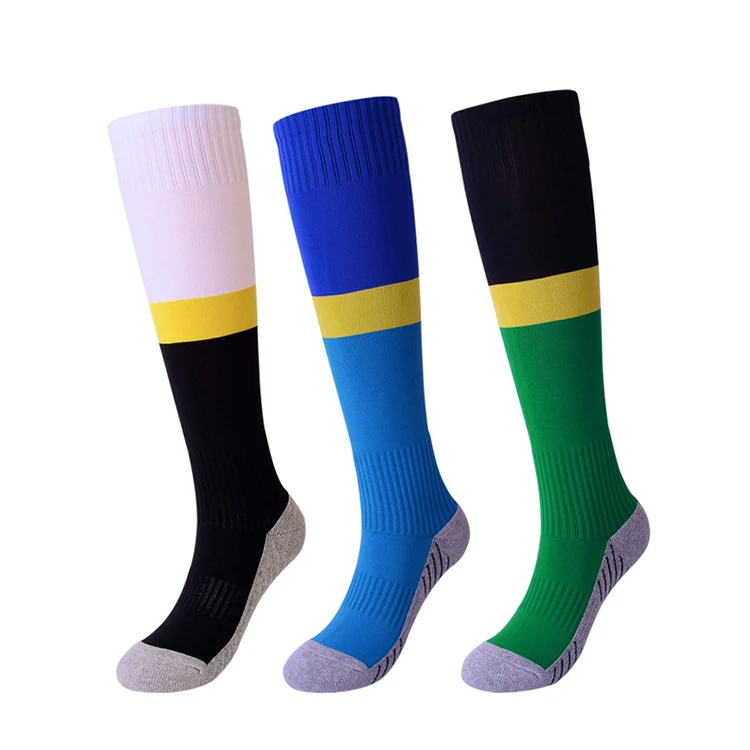 

OEM Wholesale Custom Logo Man Athletic Anti slip Black Color Green Sport Long Grip Socks Football, As picture shows