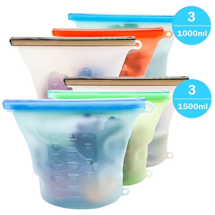 

Free Sample Machine Silicone Food Storage Bag Food Grade Safe Airtight Seal Bag for Freezer Preservation, Microwave, Clear,blue,green,red