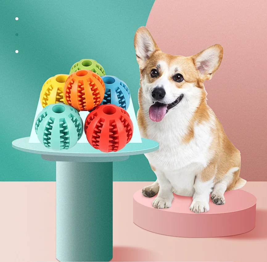 

Amazon Hot Sale Pet Food Leakage Chew Training Puzzle Food Dispensing IQ Treat Ball Dog Toys For Wholesale, As picture