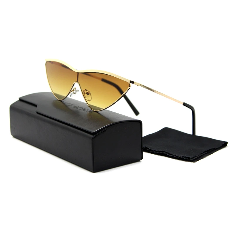 

UV400 Packaging Pink PC Lens Mental Lovely Vintage Narrow Outdoor Frame Cat Eye Sunglass with Box, 9 colors