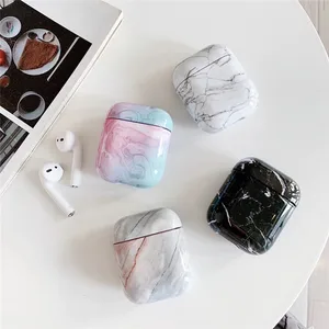 Earphone Case For Airpods 2 Case Luxury Marble Hard Headphone Case Protective Cover Accessories for Apple Air pods Charging Box