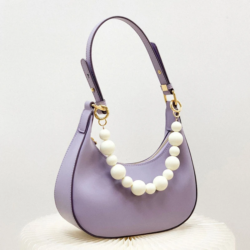 

simple fashion shoulder bag 2021 original niche women's leather armpit bag messenger handbag genuine leather, Cornel powder, glacier blue, cloud smoke purple, moonlight white