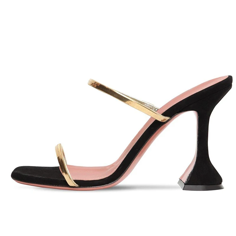 

Square toe Heels Women Mules Slippers Party Shoes Summer Sandals, Black