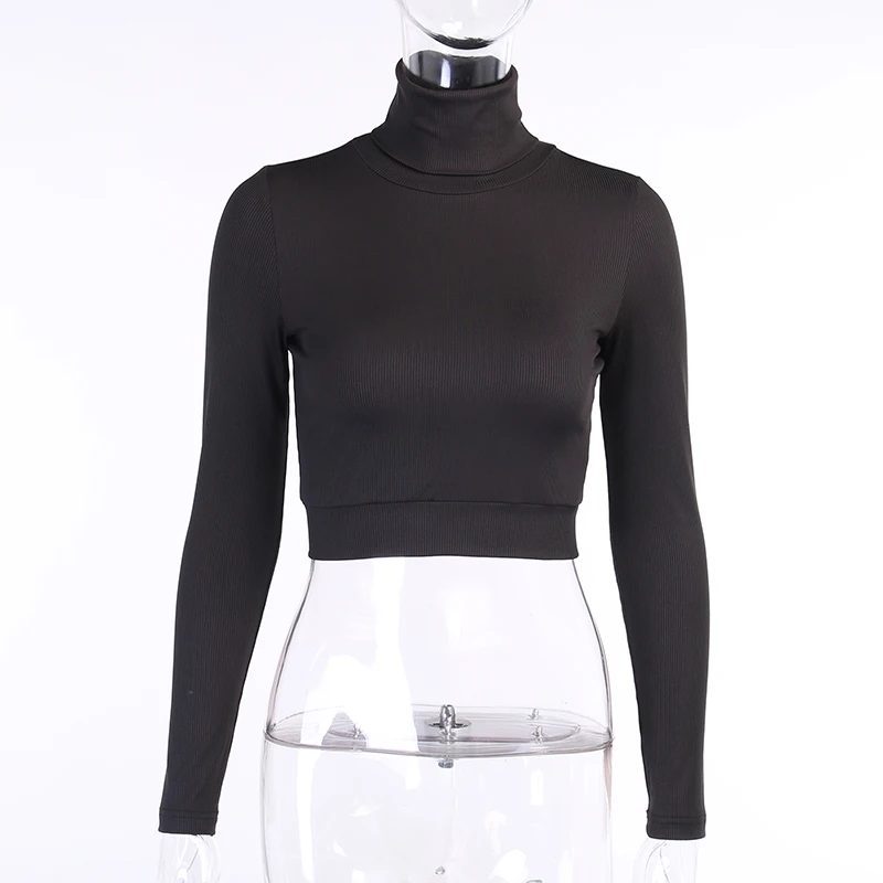 

Dropshipping Custom Logo Women Two Piece Wide Leg Pant Set Crop Top Casual Elegant Turtleneck Minimalist Classic Outfit Female