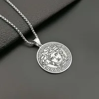 

Hot selling Greek mythology Medusa logo new hiphop popular titanium pendant