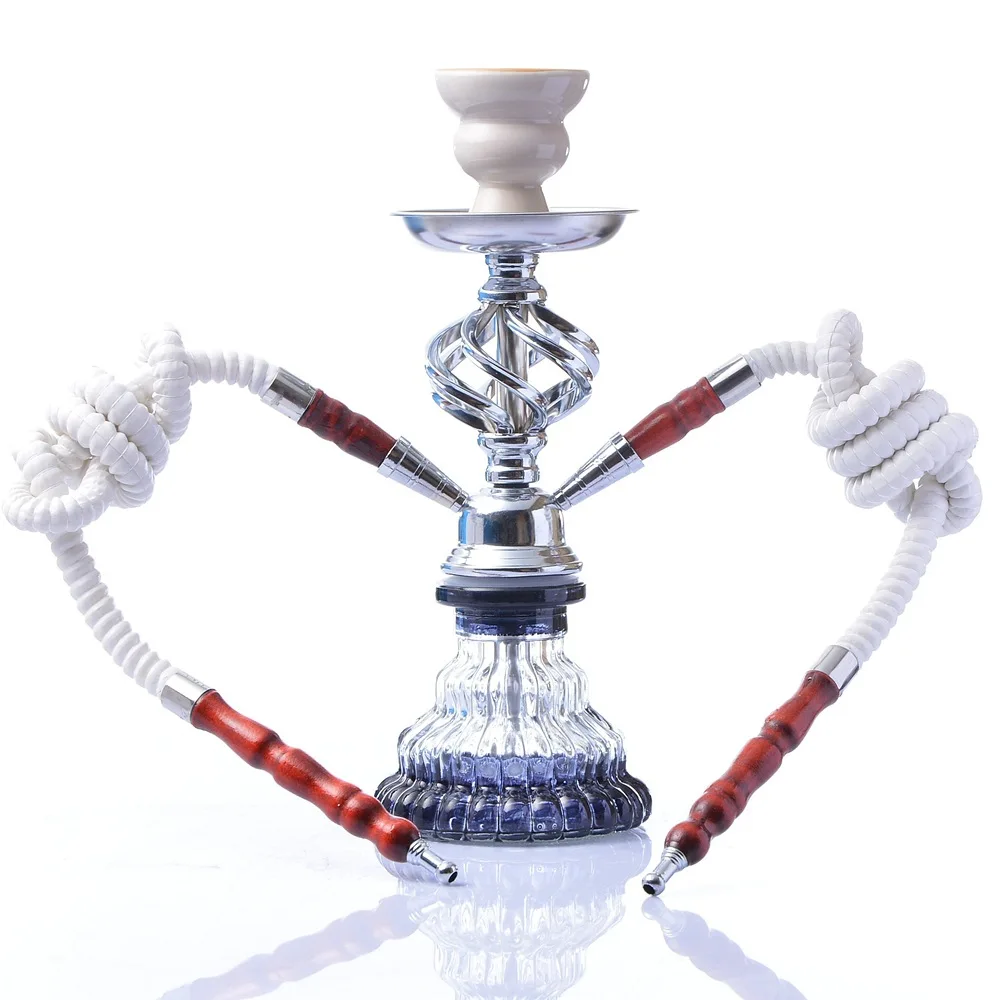 

2021 Wholesale Portable Design Modern 2 Hose Complete Arab Hookah Shisha Kit with Hookah Accessories, Silver