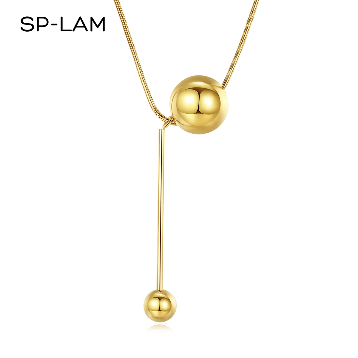 

SP-LAM Woman Bead Statement Charm Gold Chain Dainty Stainless Steel Necklace