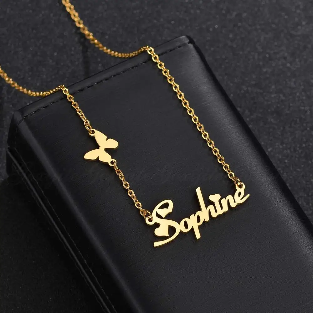 

Personalized Stainless Steel Chains Custom City Name Choker Best Designing Nameplate Necklace For Christmas Gifts, Rose gold/gold/silver