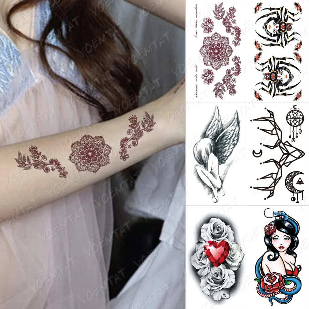 

Small size flower personalized temporary tattoo sticker for hand, Cmyk