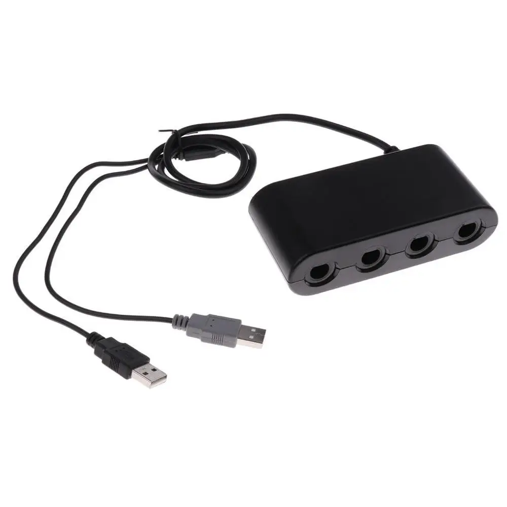 

For Wii U Adapter 4 Port for Gamecube for NGC USB Controller Adapter For Wii U/Switch/PC, Black