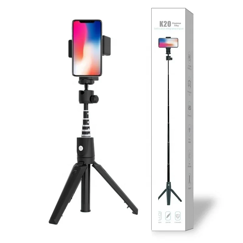 

K20 Aluminum Smartphone Monopod Tripod Selfie Stick with Wireless Remote Control