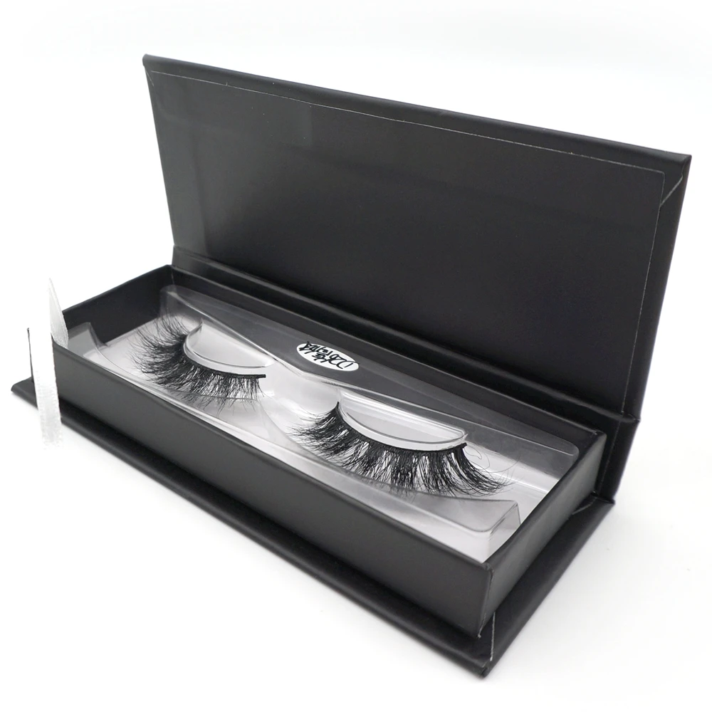 

3d fiber false eyelash with custom box and logo