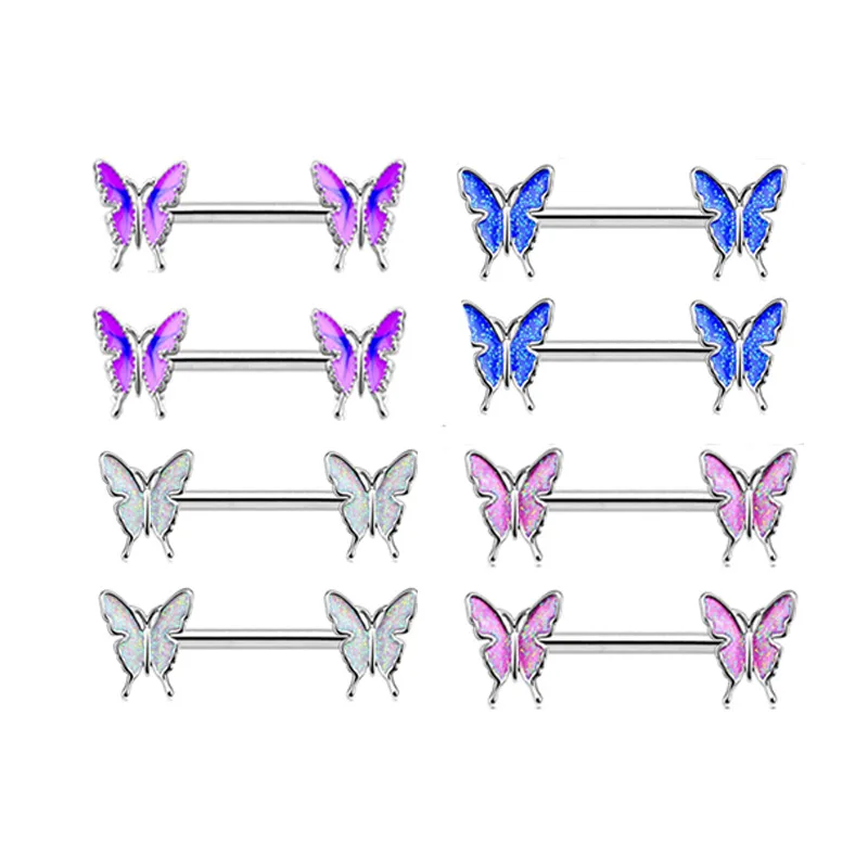 

stainless steel Enamel Butterfly Nipple Nails Nipple ring Piercing body jewelry