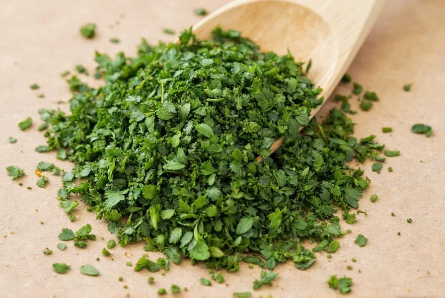 Parsley added to tomato sauce