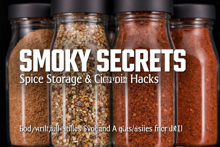 Spice rack next to a grill