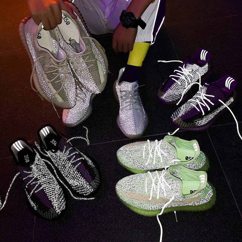 

2021 New Reflective Color 1:1 Original Yeezy 350 V2 Shoes Men Women Knitting Casual Sepatu Sneakers Running Shoes, Multiple colors