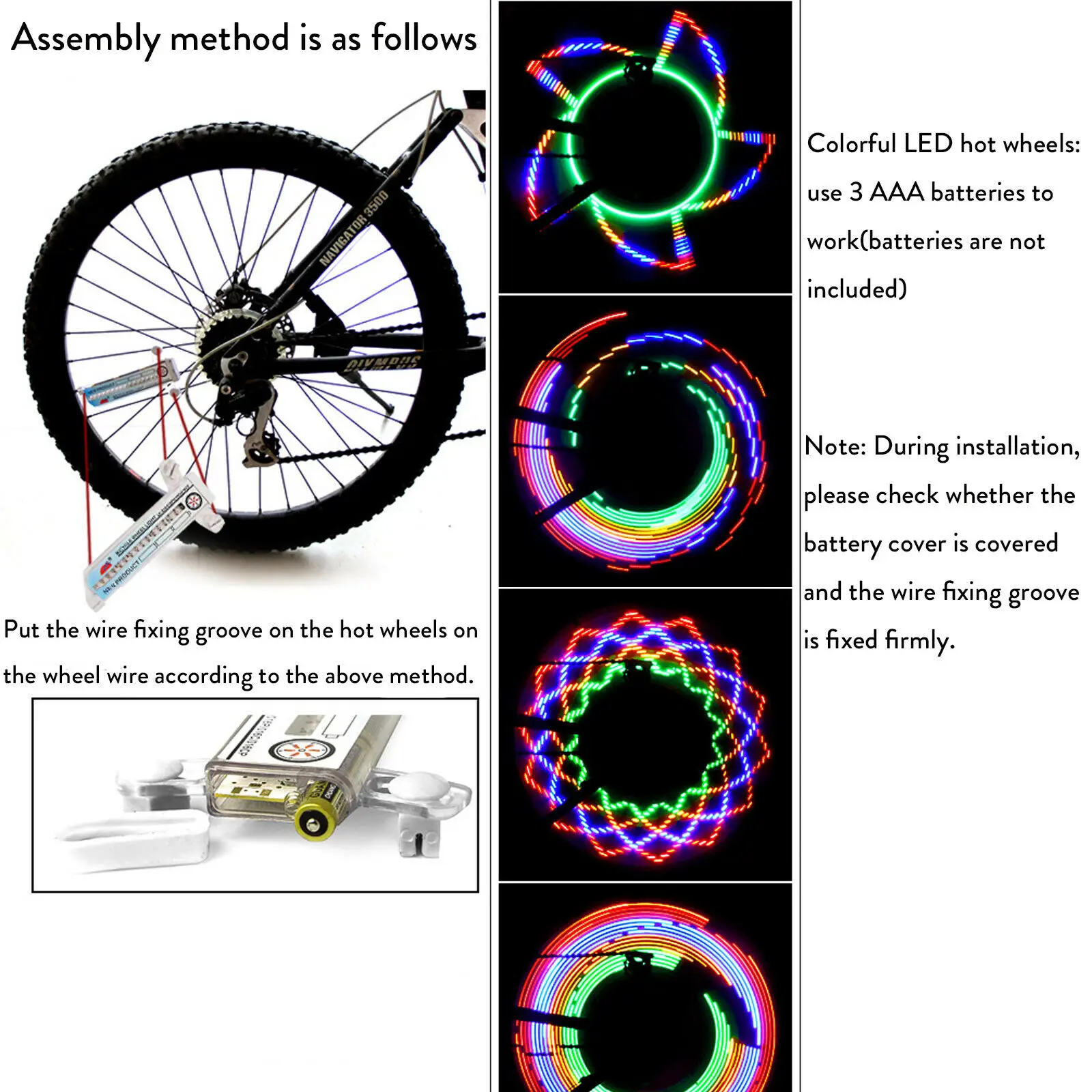 Bike Bicycle Light Lamp Wheel Spoke Wire Tyre Bright LED Flash Lamp 7/32 LED NEW 
