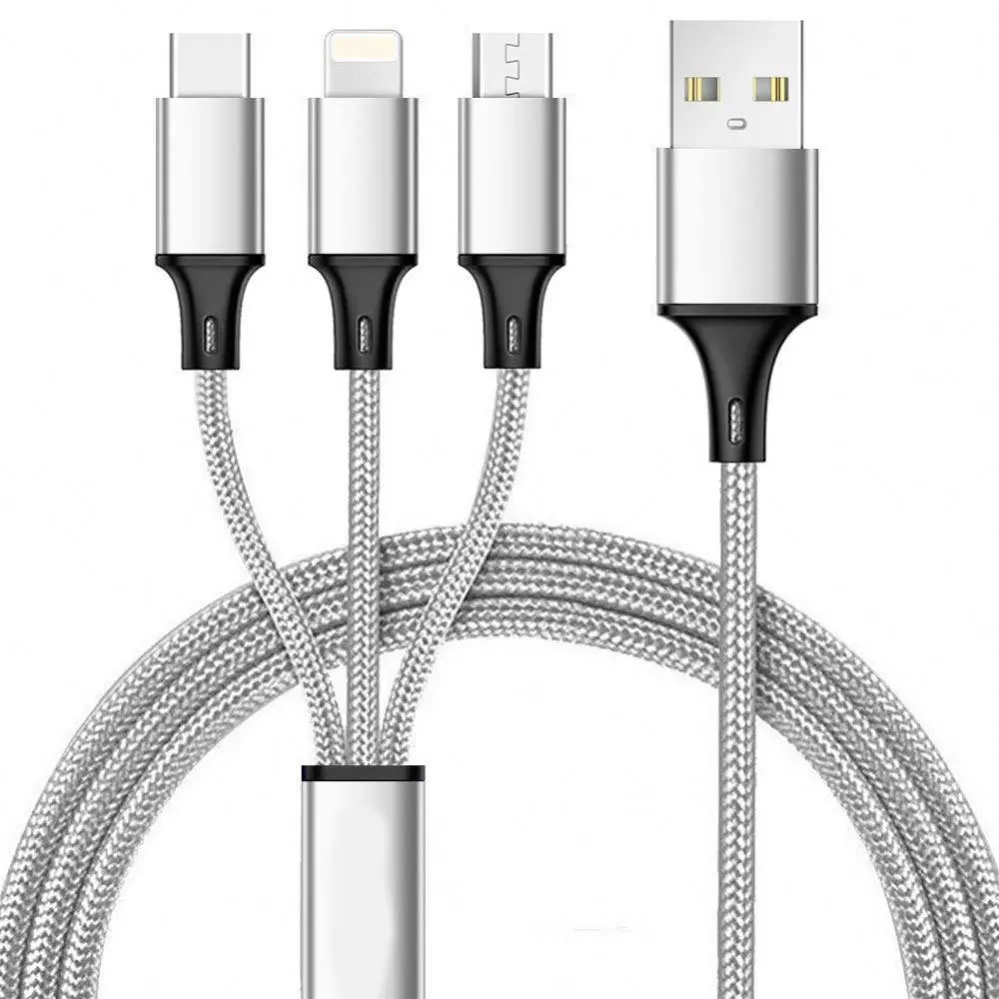 

Factory Wholesale Fast Charger Type C Data Cable 3 in 1 USB Charging Cable, Black/customized