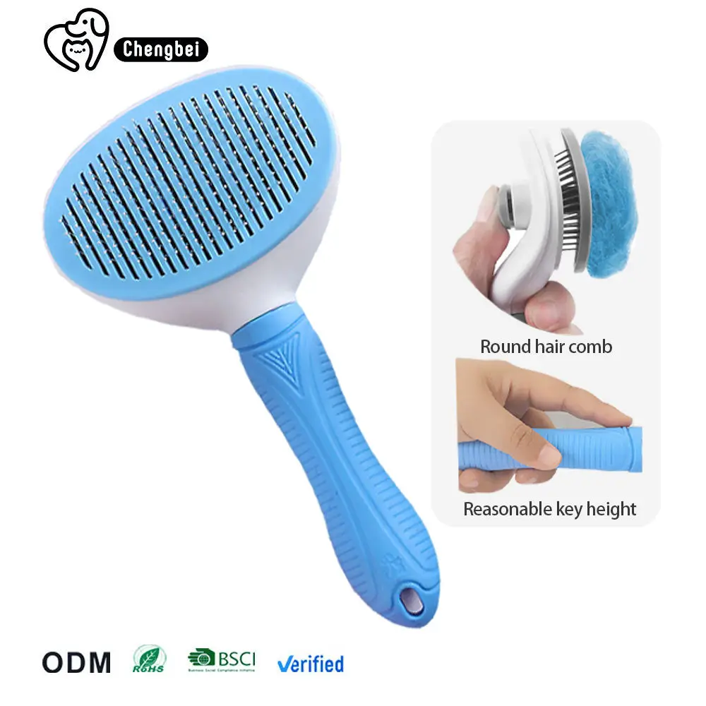 

factory haustier cepillo para mascotas Portable Pet Hair Remover Comb Self Cleaning Slicker Cat Reusable Dog Grooming Brush