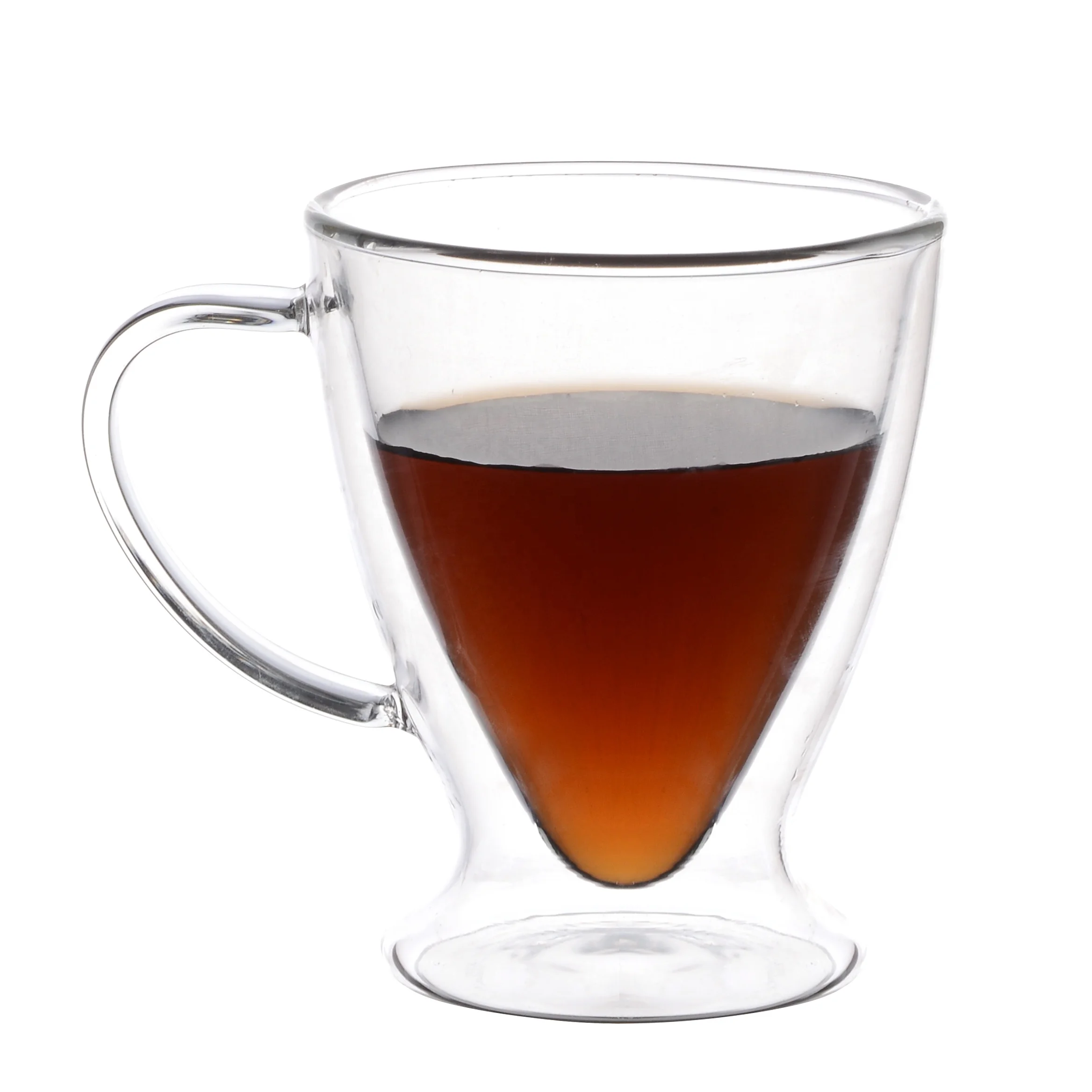 

2020 popular double wall glass cup Double insulated high borosilicate coffee cup, Transparent clear