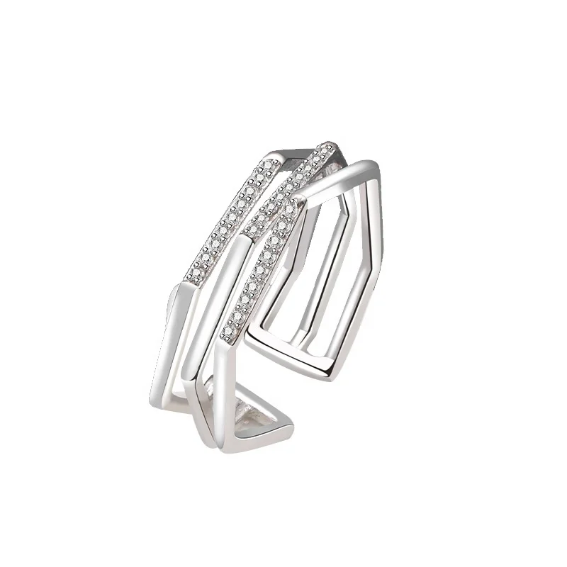 

Multilayer Silver Diamond Ring Jewelry Women 925 Sterling Silver Creativity Ring, White