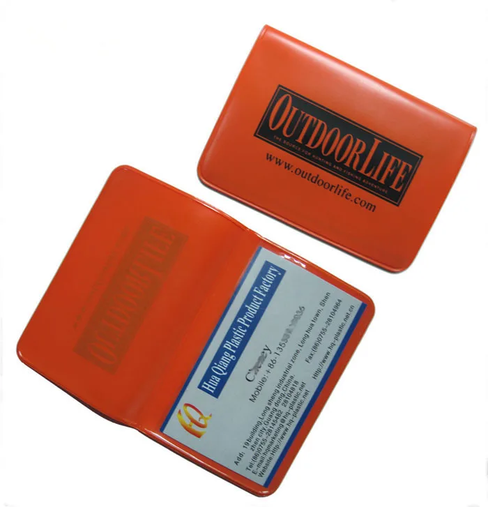 

OEM customized 2-fold vinyl card holder, id badge holder, plastic business card holder pvc card wallet