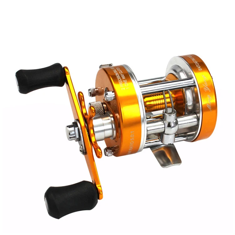 

WeiHe CL30 Trolling Baitcasting Fishing Reel Level Wind Full Metal Boat Sea Centrifugal Brake Lure Saltwater Casting Wheel, Blue and gold