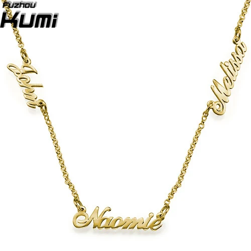 

Gold Plating Multiple Three Names Necklace, Silver/white gold/rose gold/gold