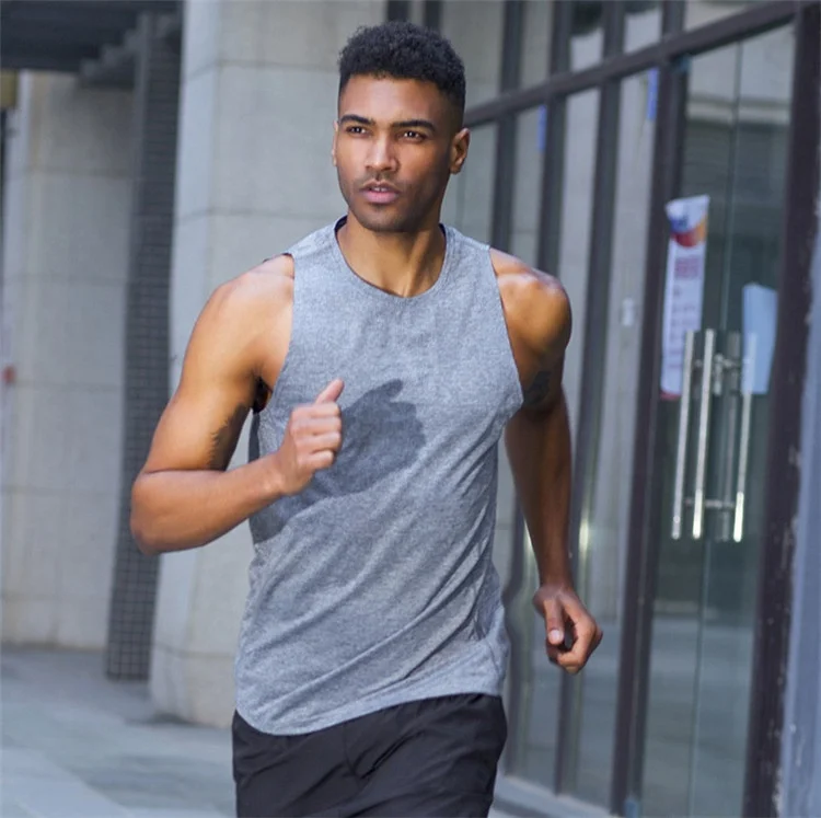 

Men's Quick Dry Sleeveless Gym Vest OEM Blank Customize Embroidery Solid Color Bodybuilding Training for Men Workout Tank Top