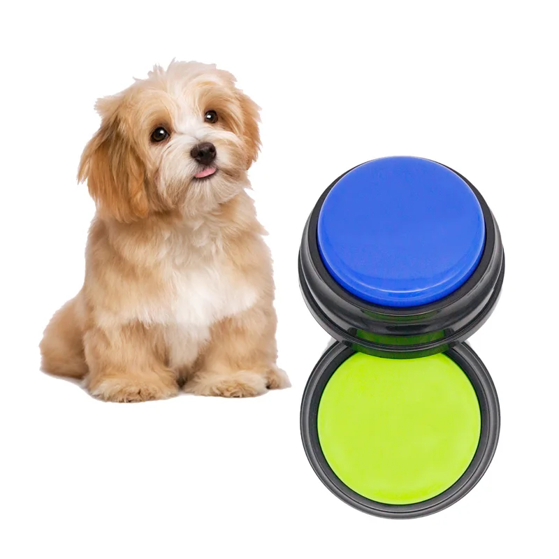 

Play with your dog coolest pet training bell voice recording buzzers talking toys for pets, Green,blue or customized