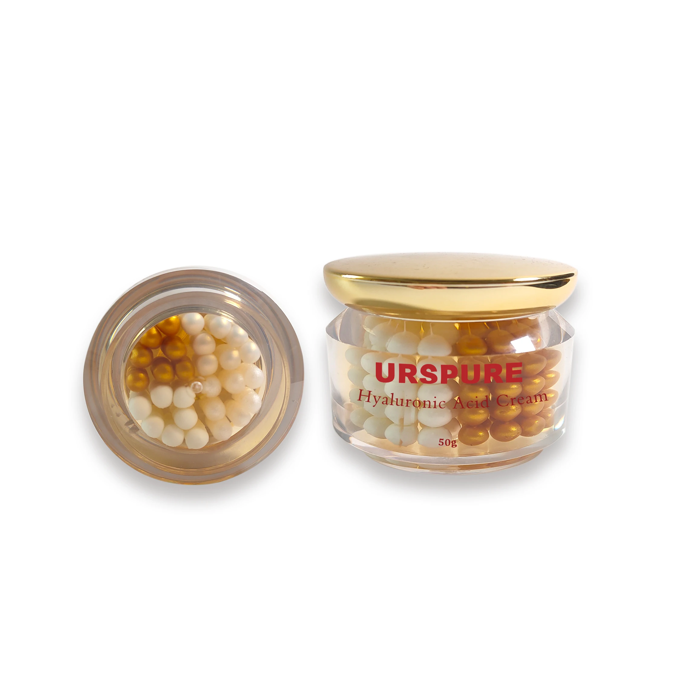 

Organic and Vegan 24k gold cream golden pearl whitening Moisturizer cream with hyaluronic acid, White color