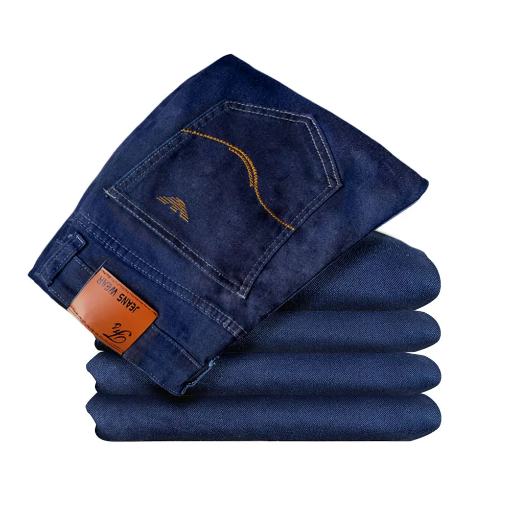 

Wholesale men straight large size jeans loose fit stretch pants business all-match casual bottoms high-quality