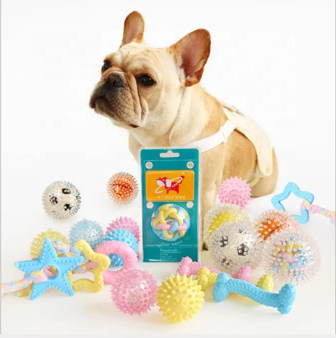 
2020 wholesale interactive pink rubber tooth cleaning dog chew ball pet toys 