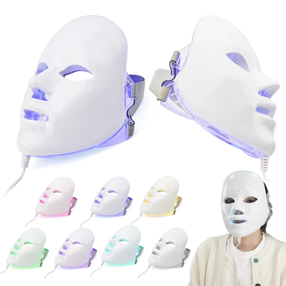 

7 Color Beauty LED Facial Masks Skin Care LED Light Therapy Face Mask for Skin Rejuvenation Anti Aging Acne Removal Brightening, White