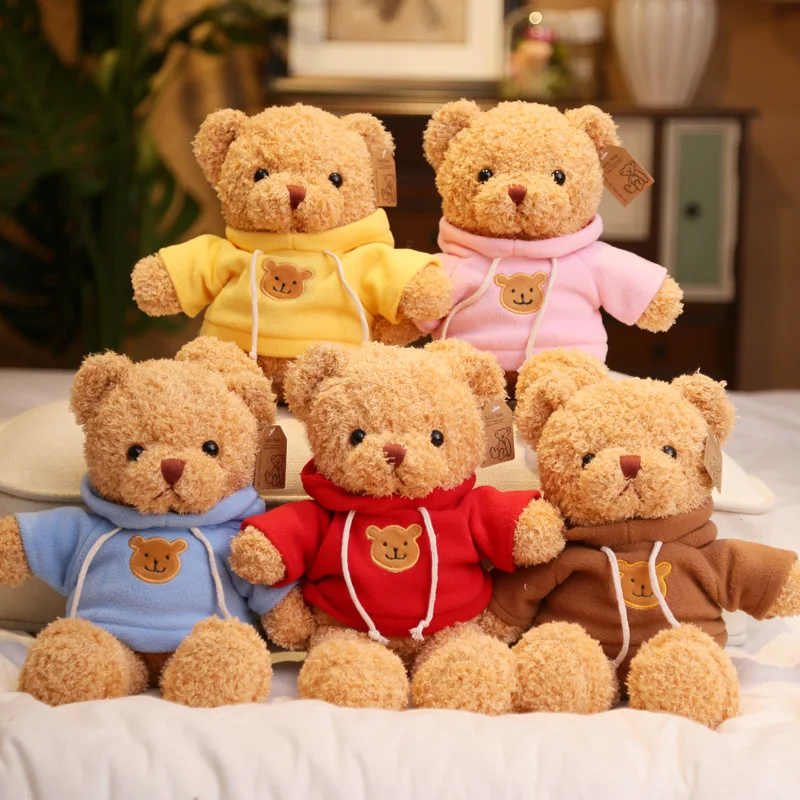 

5 Colors 30cm Teddy Bear Plush with Shirt Kawaii Soft Stuffed Peluches Giant Teddy Bears Plush Toy