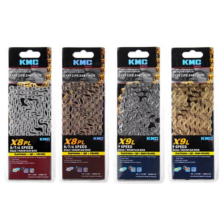 

KMC MTB Bike Chains 8 - 12 Speed Bicycle chain 116/118 Links Cycling Chain Fits For Casstte, Silver/gold