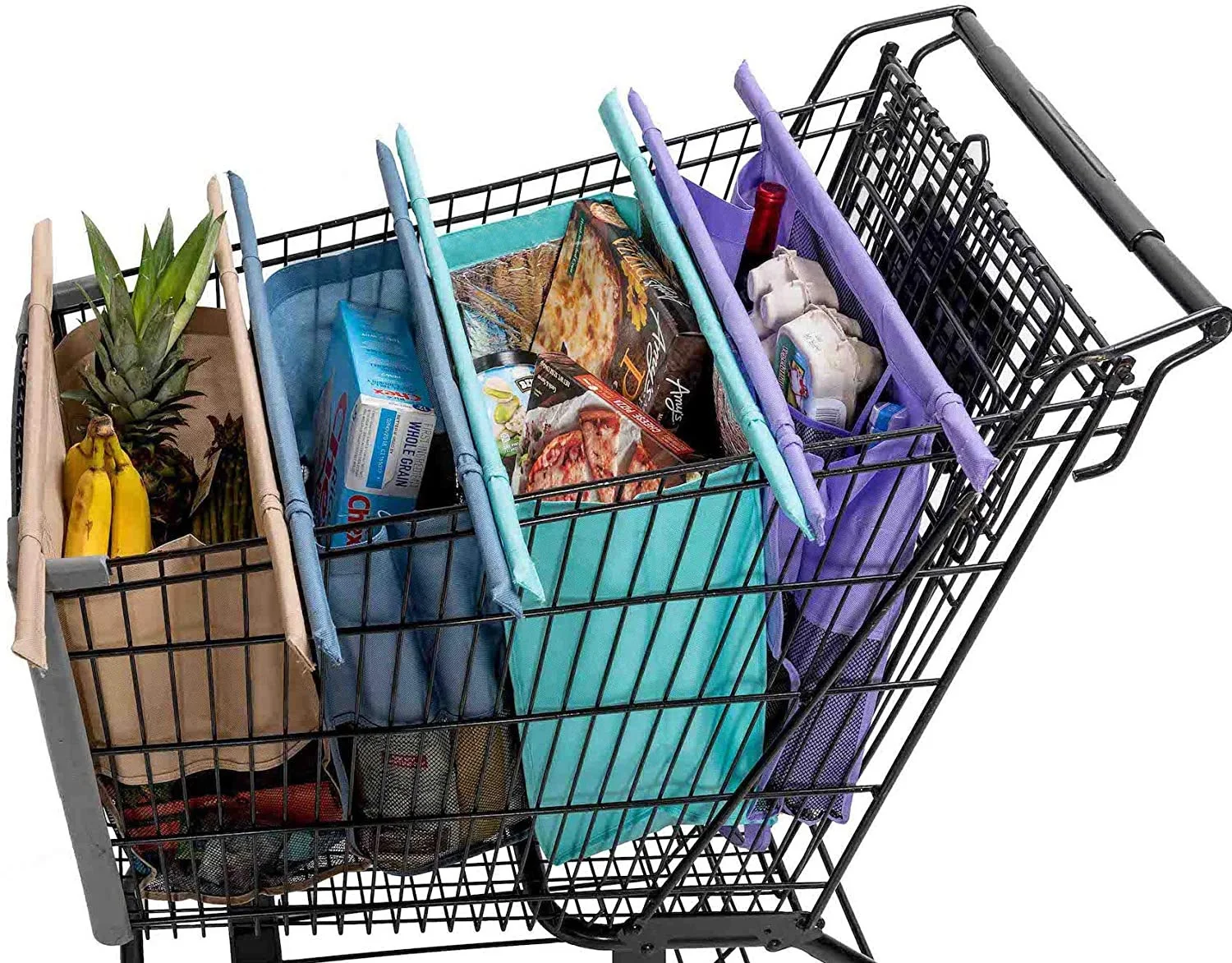

Non woven Set 4 Grocery Shopping Cart Non Woven Foldable Reusable Shopping Market Trolley Bag