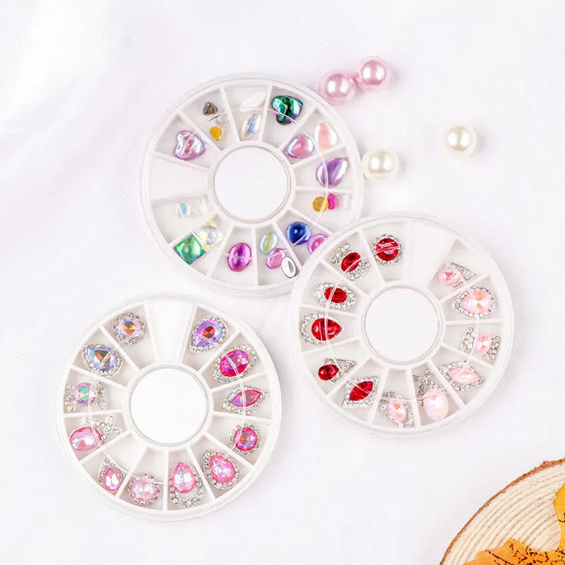 

Xiaopu White 12 Blanks K9 Glass Mixed Nail Art Suppliers Rhinestone Applique for Wedding Dress