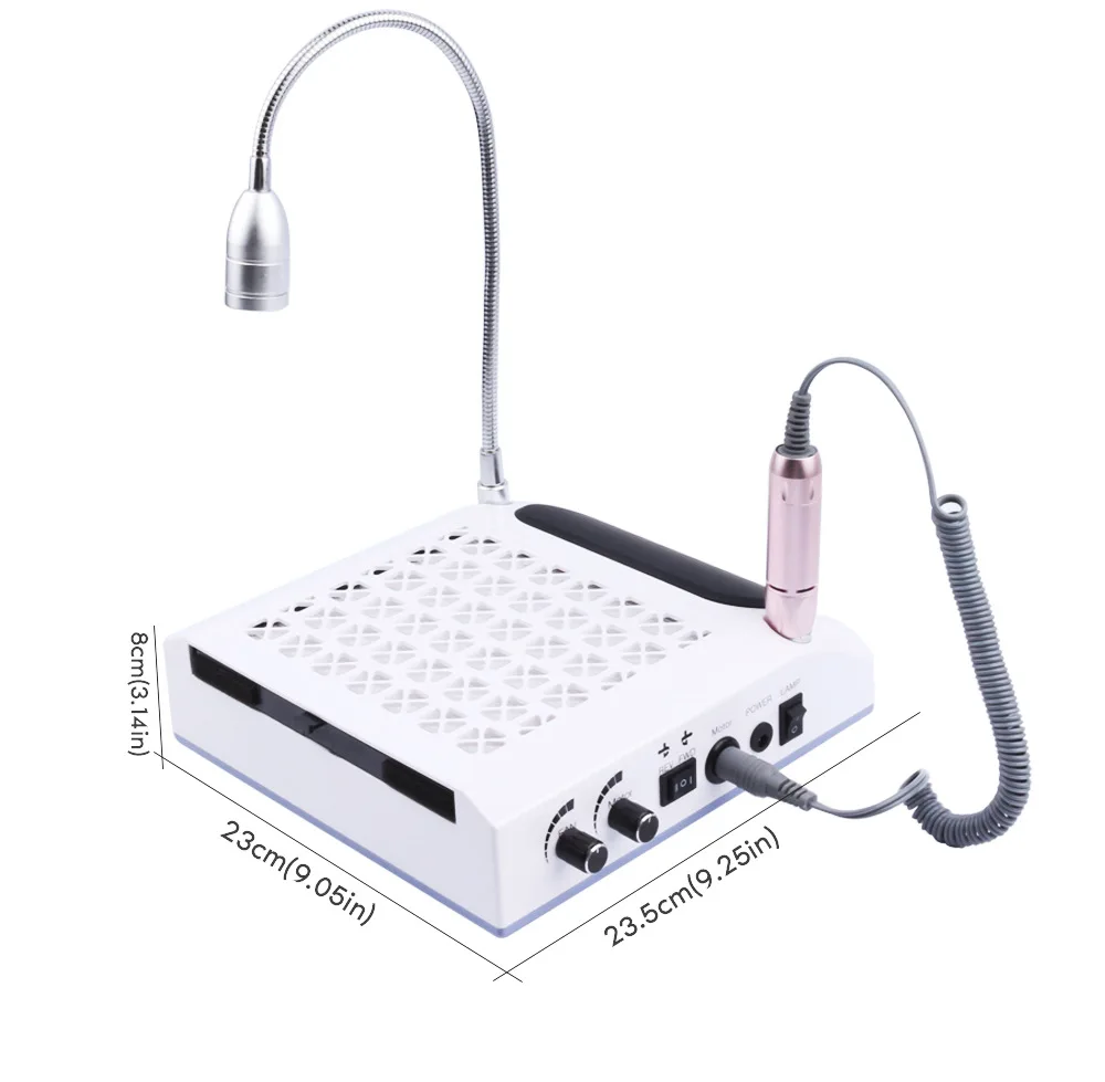 

New 4 in 1 80w Nail drill Table Dust Suction Collector with LED Table Lamp