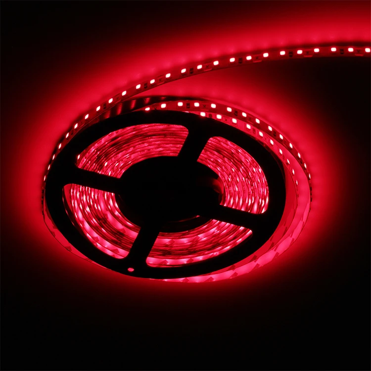 High Brightness Dc12v Smd 2835 120leds Flexible Led Light Strip Red Lights Single Color Custom 5 Meters Tape