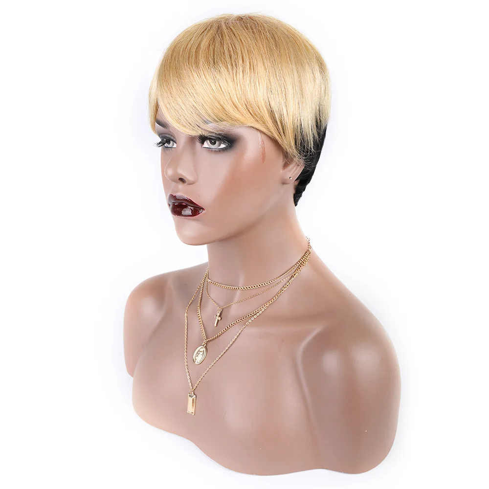 

Free shipping short blonde wig and Black Wigs With Bangs For Black Women Short Haircuts wigs